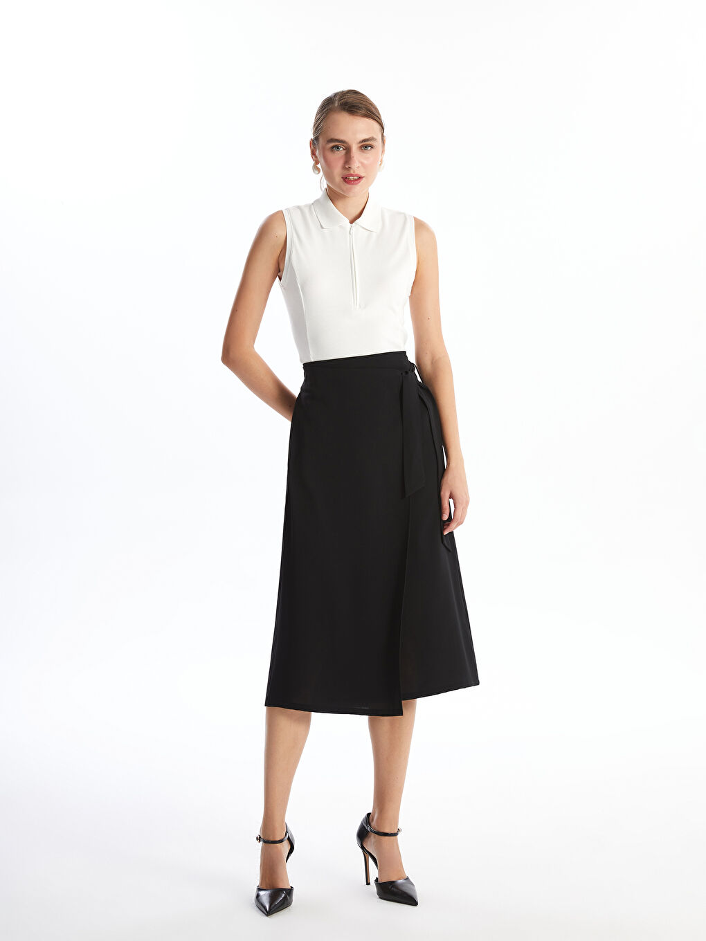 Women's Elasticated Waist Plain Skirt -S4OR48Z8-CVL