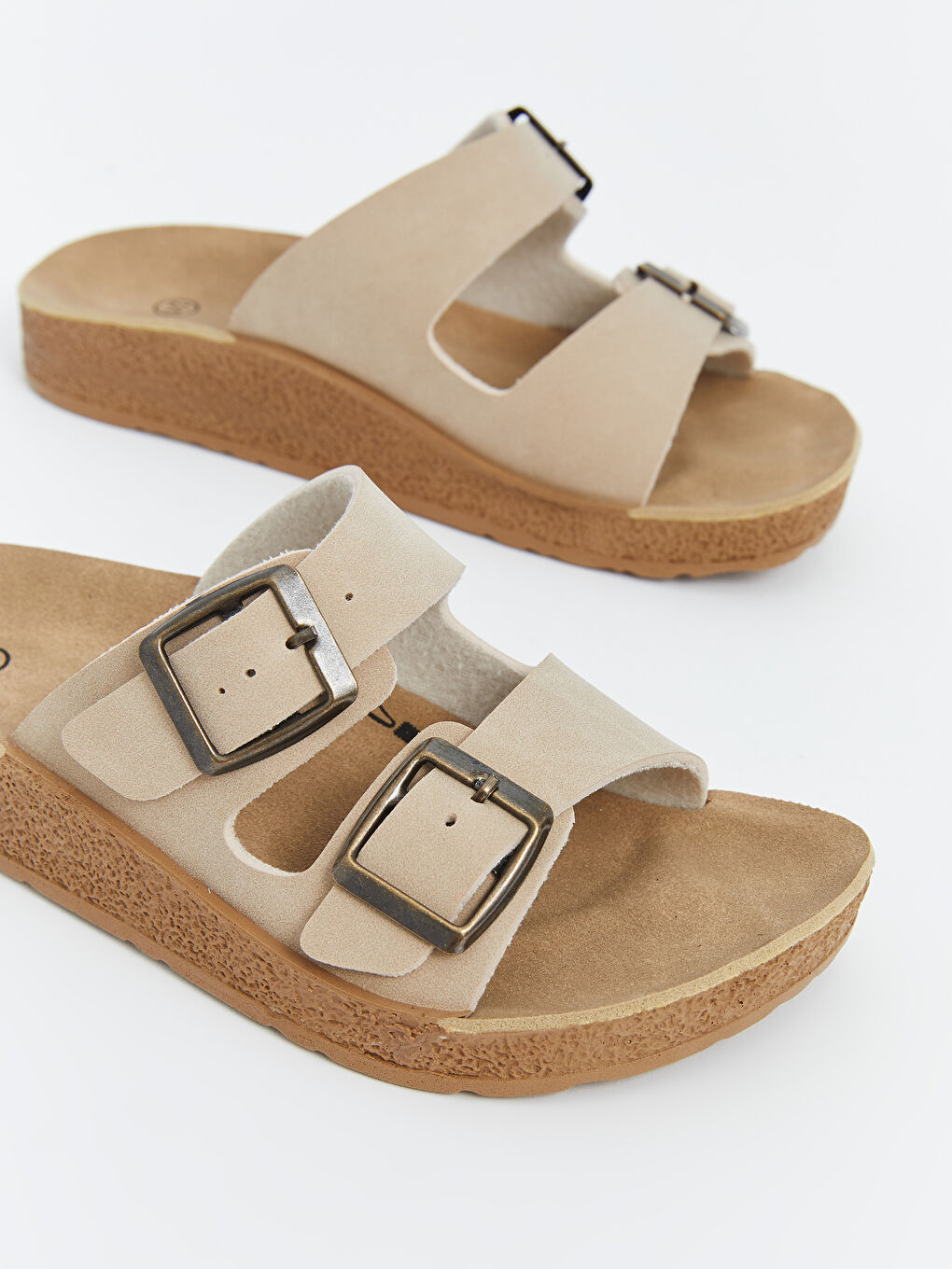 Bej Çift Bantlı Kız Çocuk Terlik-2