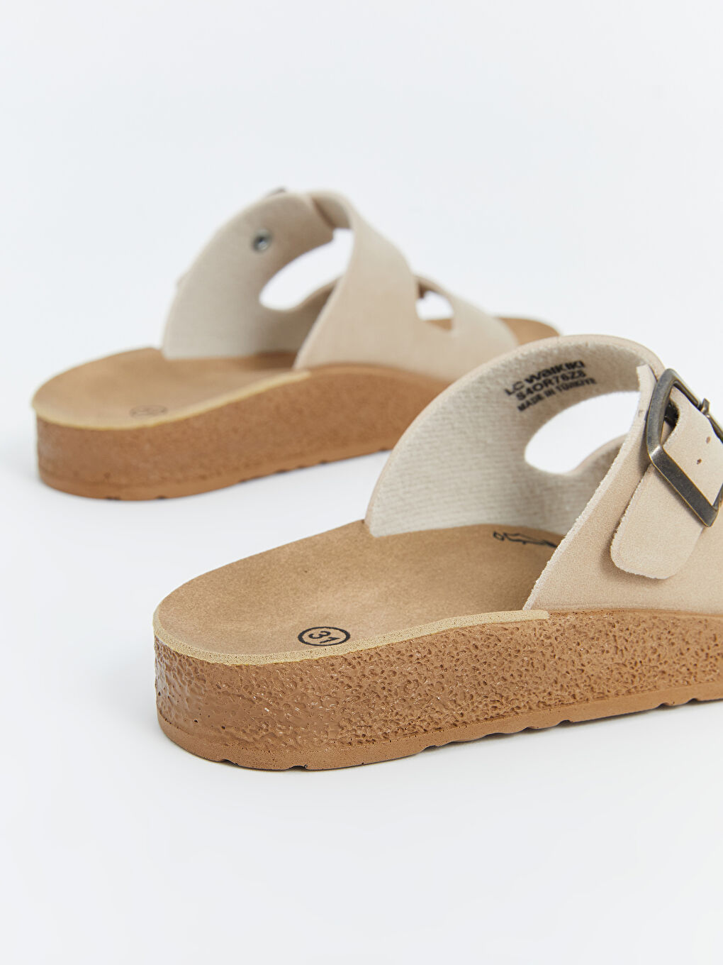 Bej Çift Bantlı Kız Çocuk Terlik-3