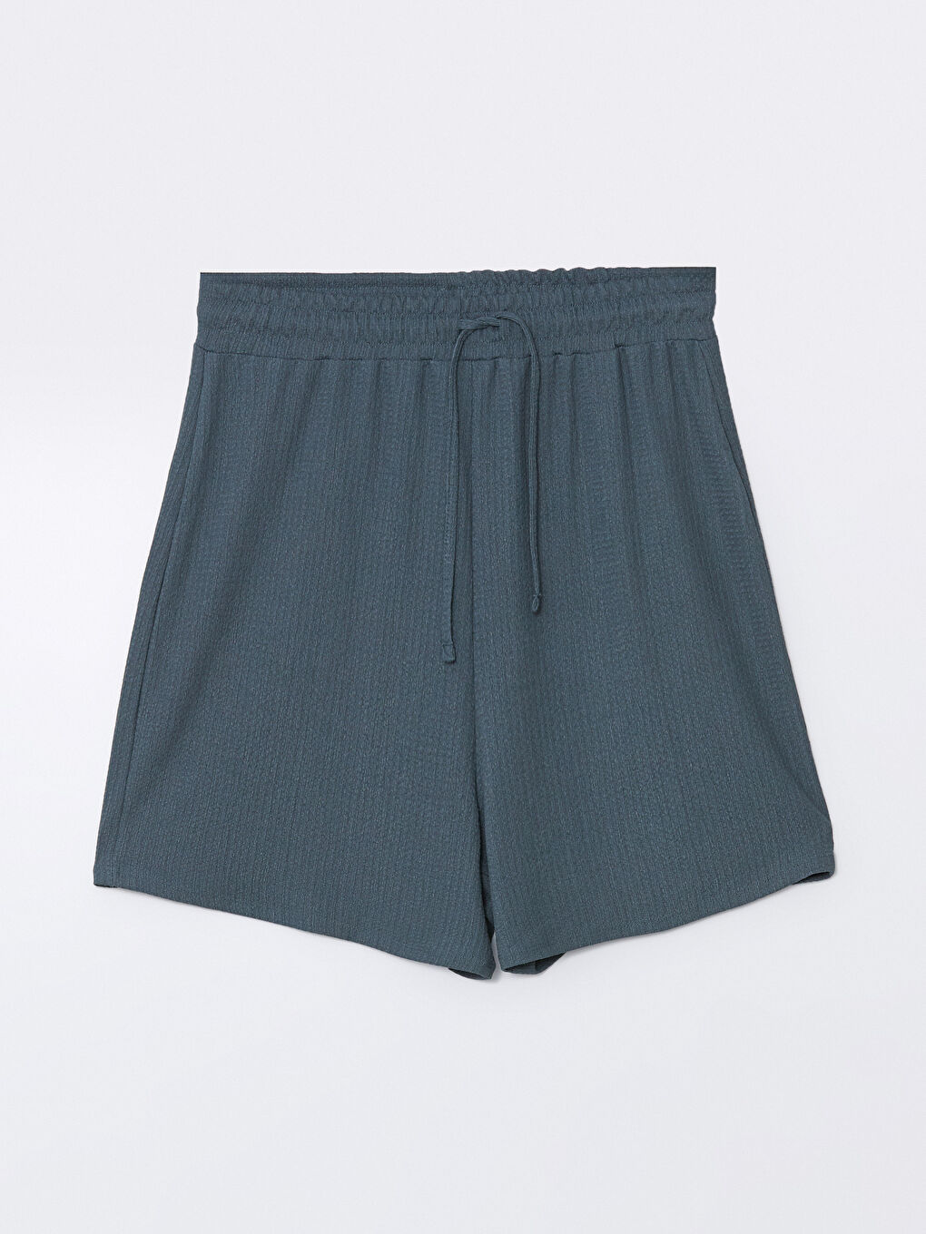 Gri Kadın Beli Lastikli Düz Şort-4