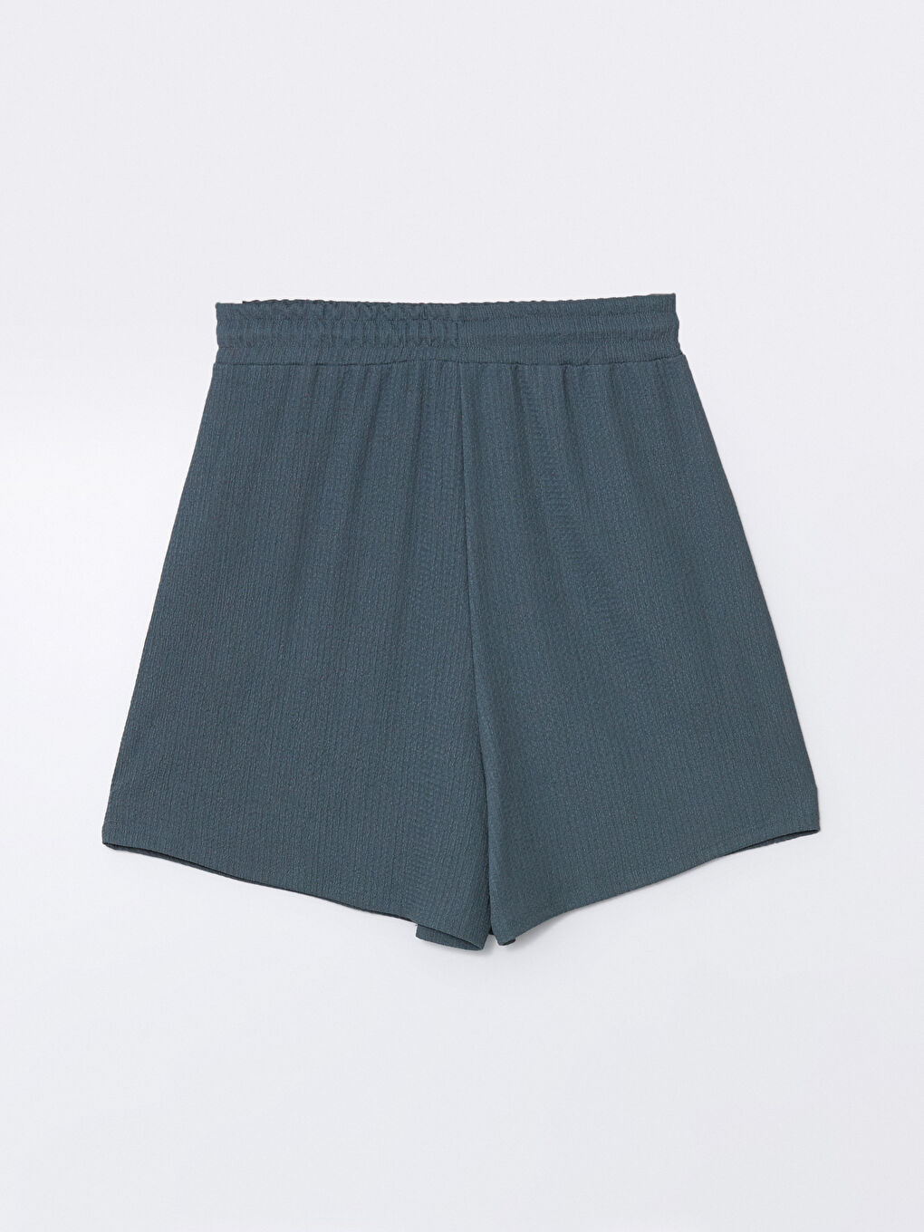 Gri Kadın Beli Lastikli Düz Şort-5