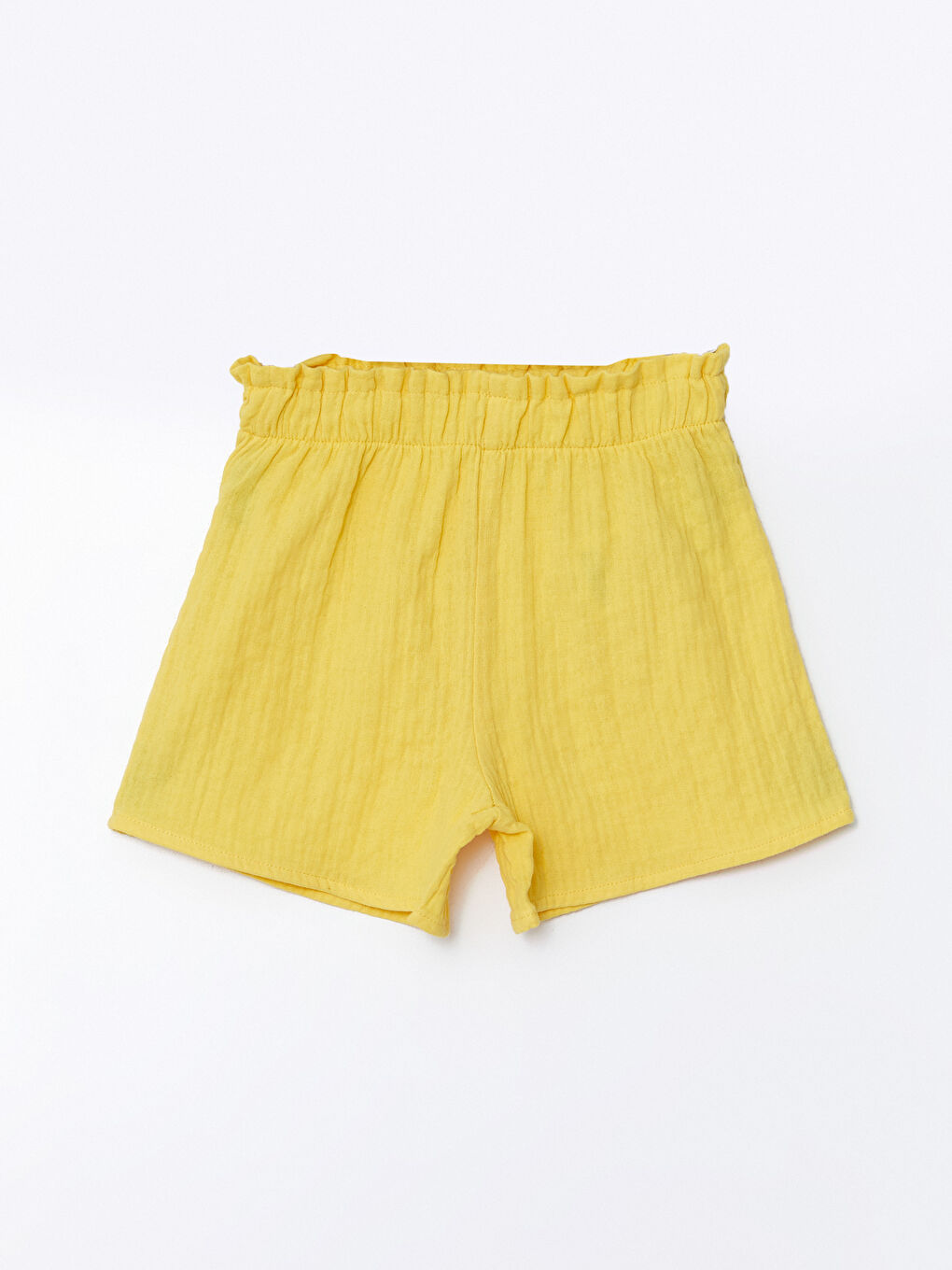 Sarı Beli Lastikli Basic Kız Bebek Şort