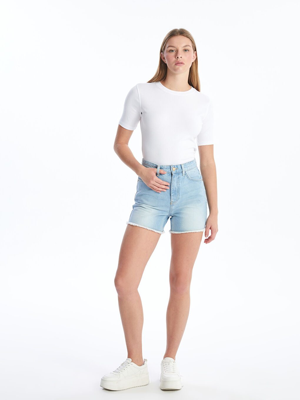 LCW Jeans İndigo Mom Fit Kadın Jean Şort