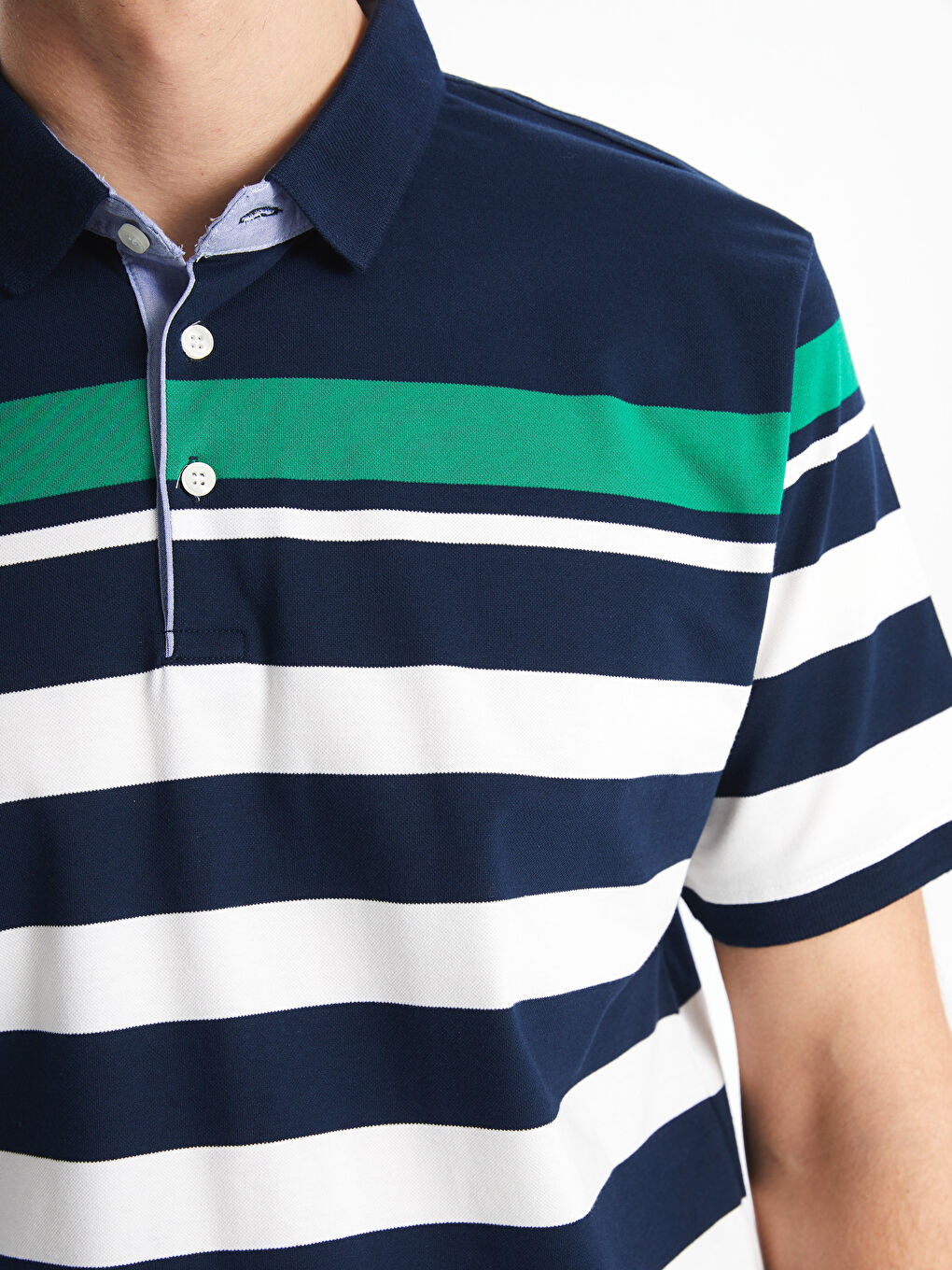 Polo Neck Short Sleeve Striped Piqué Men's T-Shirt -S4OS15Z8-LGS
