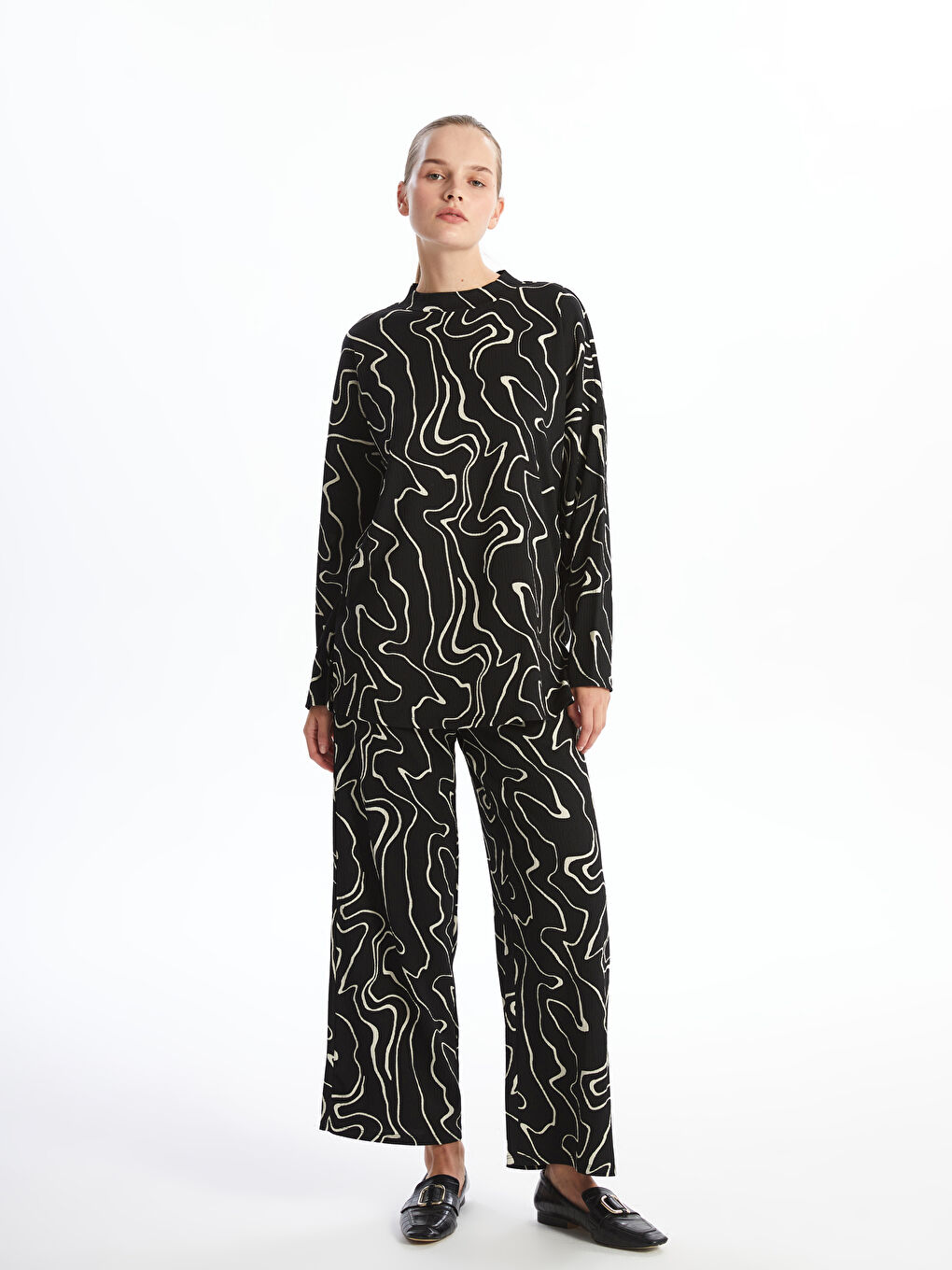 Elastic Waist Patterned Women's Trousers -S4OS80Z8-LQJ