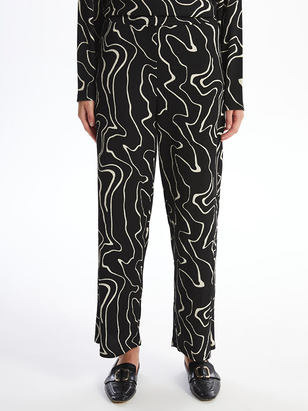 Elastic Waist Patterned Women's Trousers -S4OS80Z8-LQJ