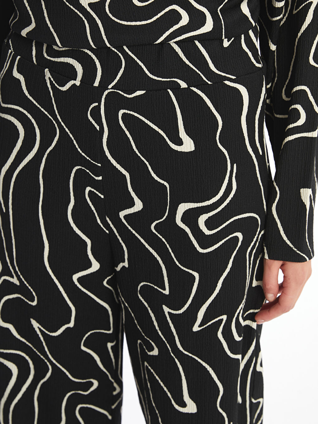 Elastic Waist Patterned Women's Trousers -S4OS80Z8-LQJ