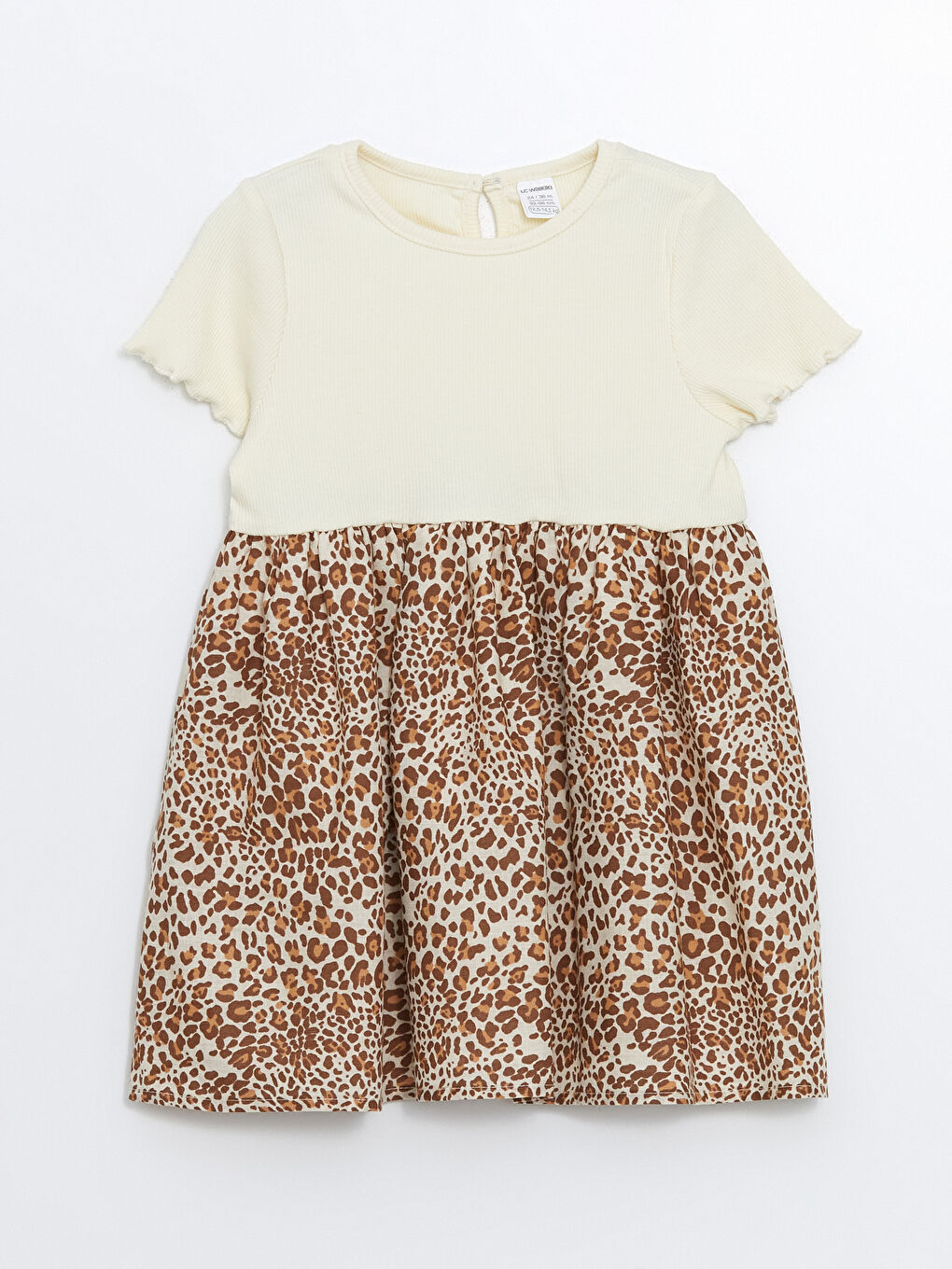 LCW baby Crew Neck Leopard Print Girls' Dress -S4OS91Z1-FT0