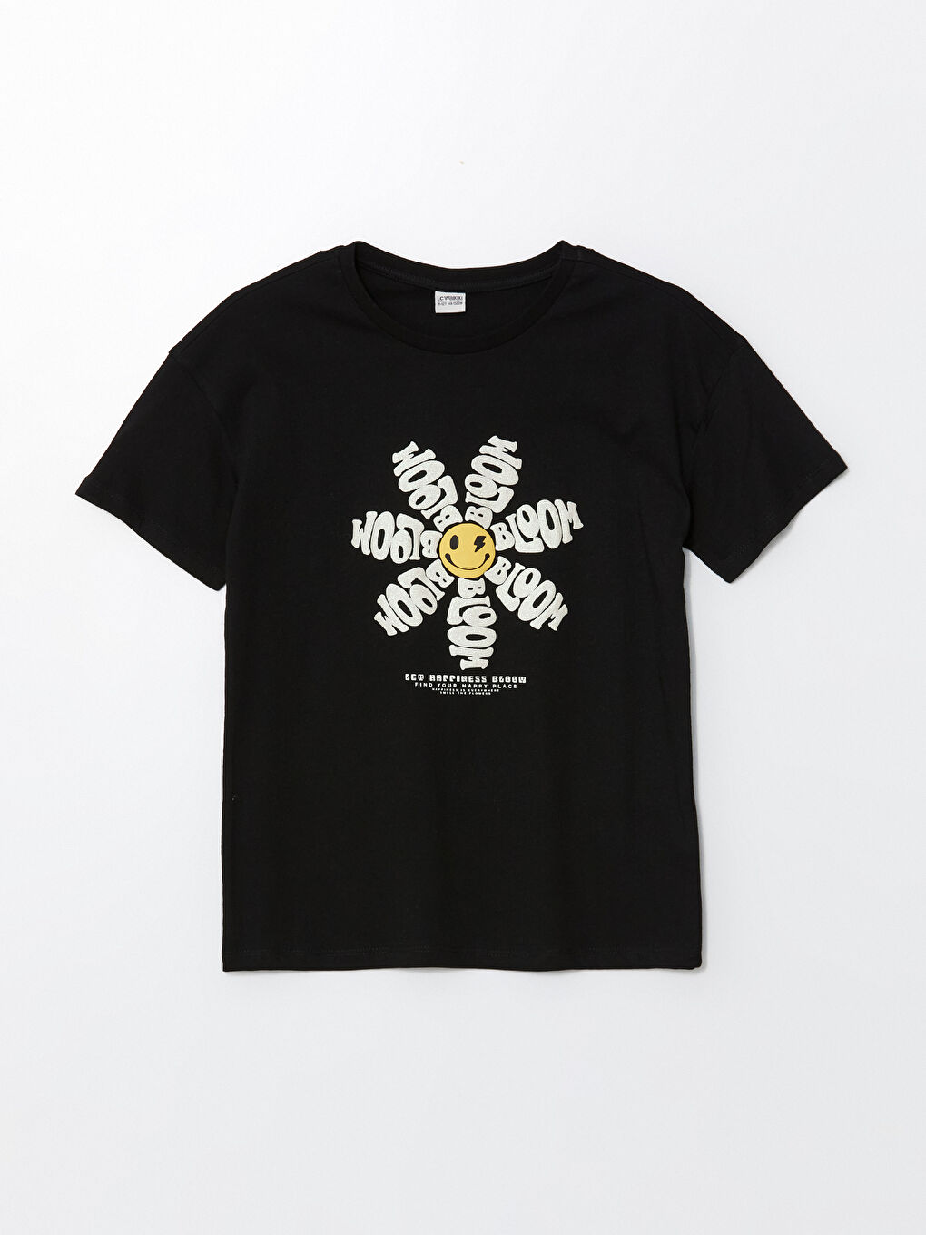 Siyah Bisiklet Yaka Kız Çocuk Tişört