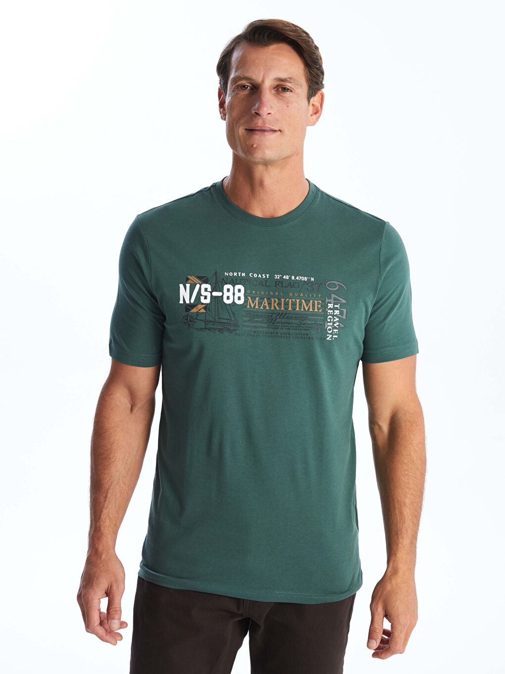 SOUTHBLUE Crew Neck Printed Jersey Men's T-Shirt -S5J097Z8-SXM