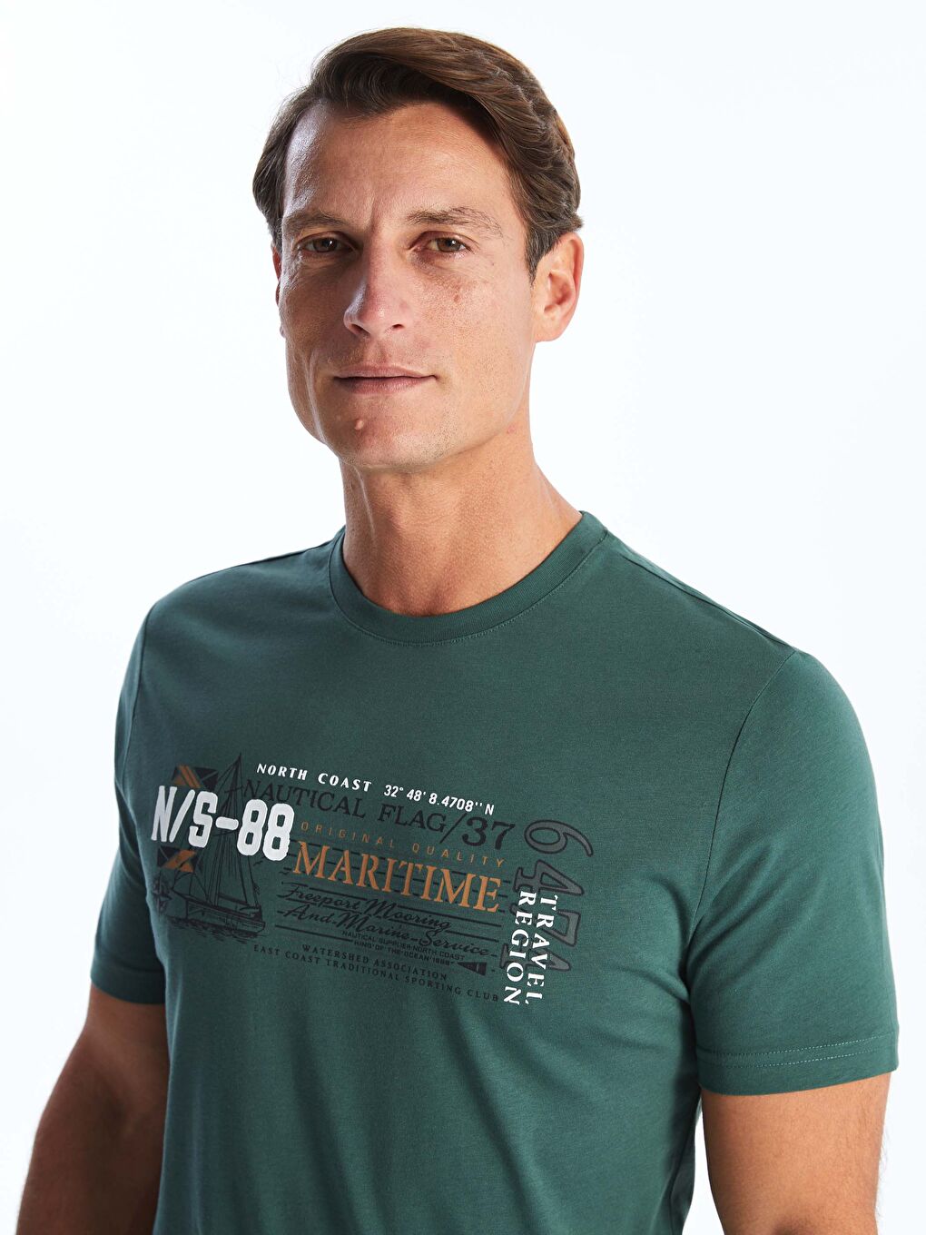 SOUTHBLUE Crew Neck Printed Jersey Men's T-Shirt -S5J097Z8-SXM