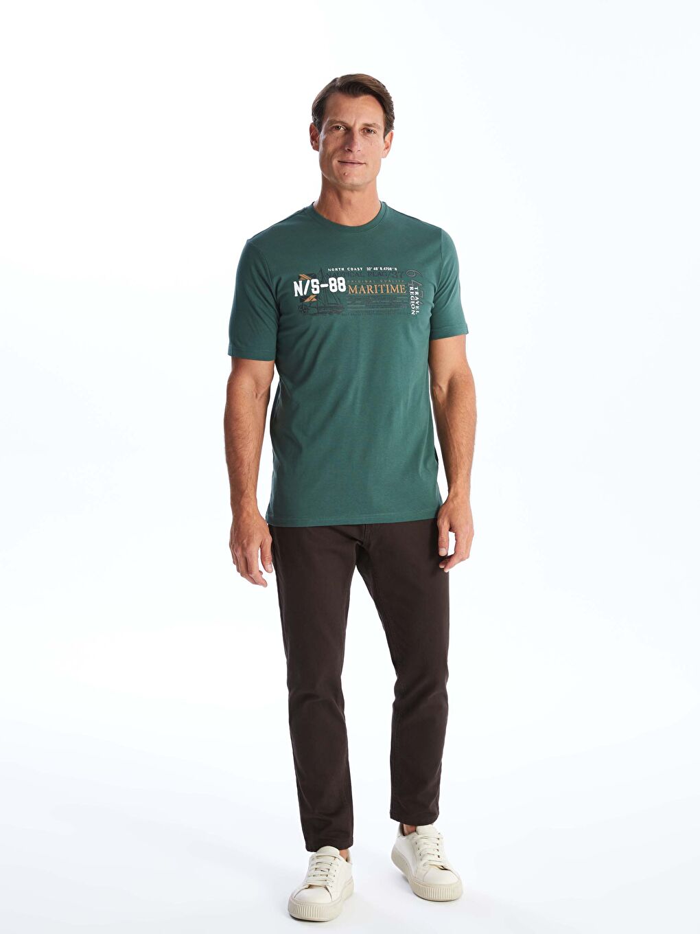 SOUTHBLUE Crew Neck Printed Jersey Men's T-Shirt -S5J097Z8-SXM