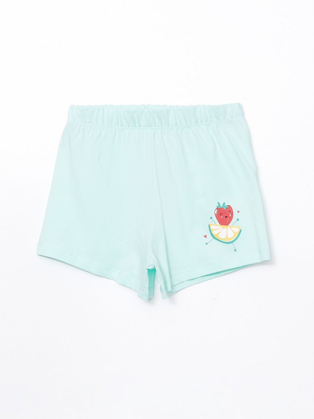 Turkuaz Beli Lastikli Baskılı Kız Çocuk Şort