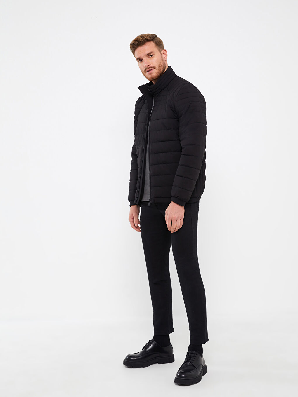 Standard Fit Funnel Neck Men's Puffer Coat-1