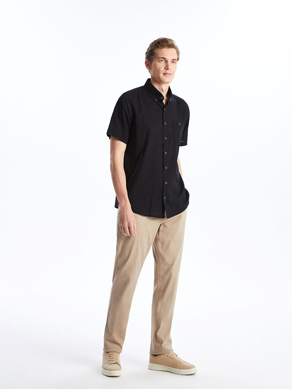 regular fit зығыр қоспасынан ерлер жейдесі-3