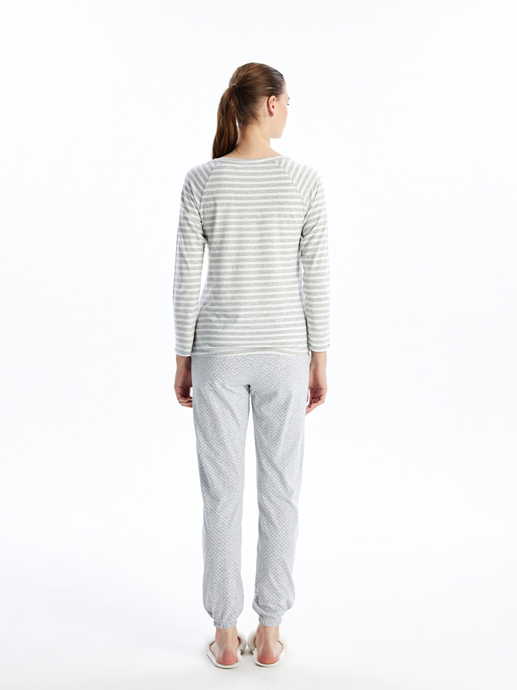 Crew Neck Printed Long Sleeve Women's Pyjama Set-4