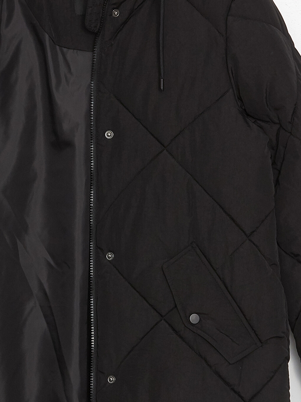 Hooded Flat Long Sleeve Pocket Detail Thick Women's Inflatable Coat-8