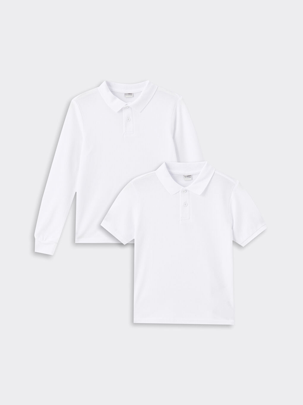Beyaz Polo Yaka Basic Erkek Çocuk Tişört 2'li-1