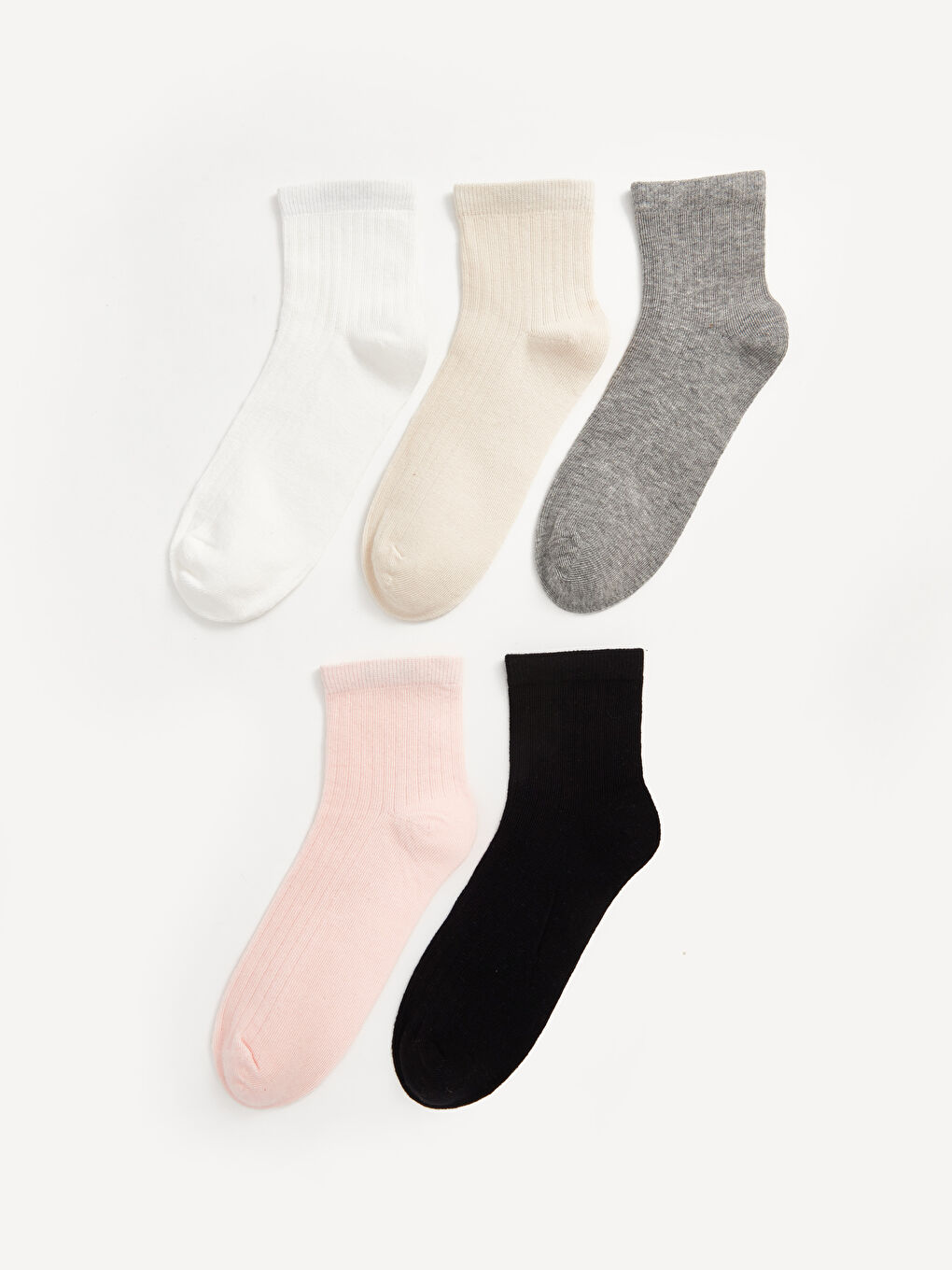 Women's Plain Ankle Socks 5 Pack