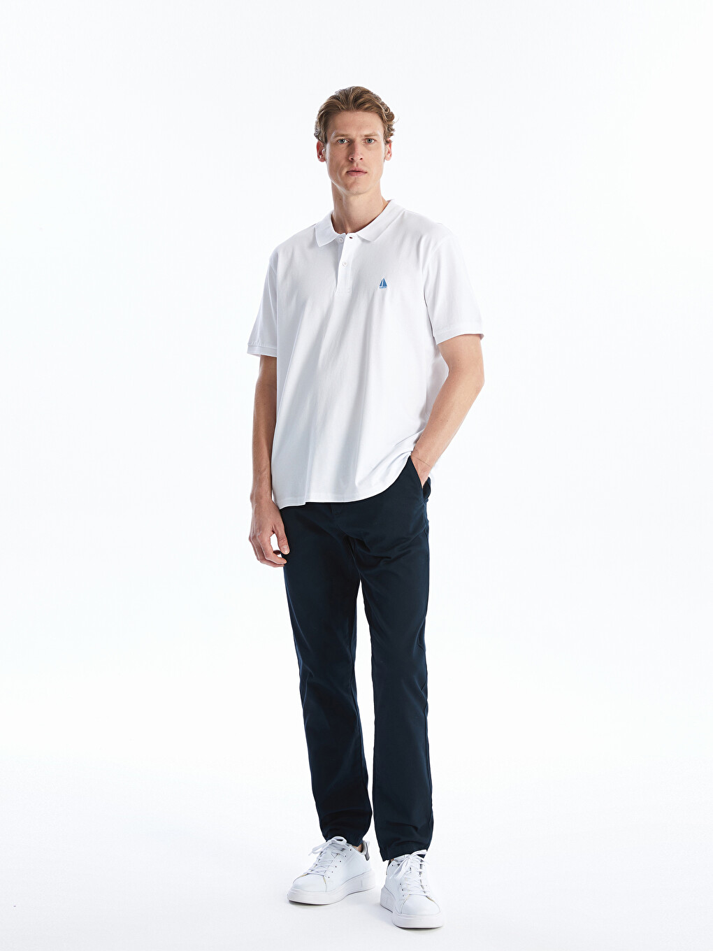 Lacivert Dar Kalıp Erkek Chino Pantolon-4