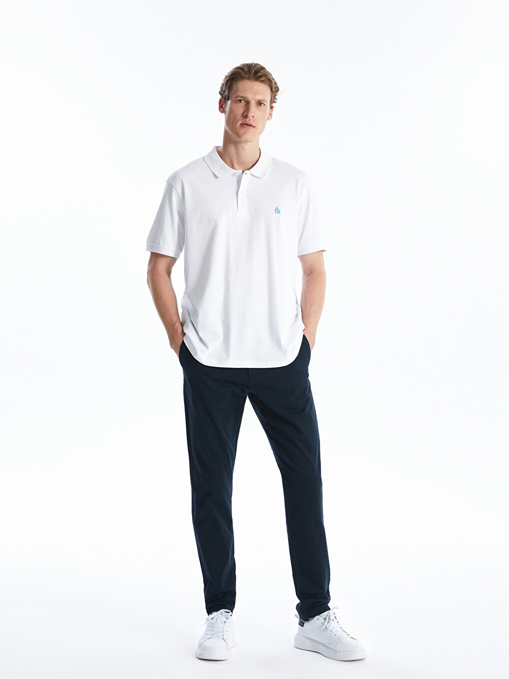 Lacivert Dar Kalıp Erkek Chino Pantolon-6