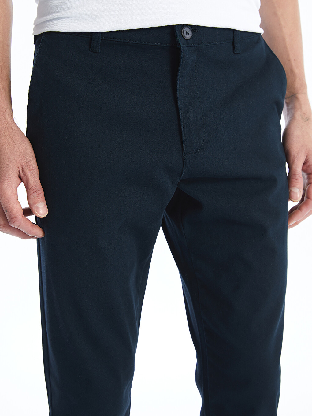Lacivert Dar Kalıp Erkek Chino Pantolon-7