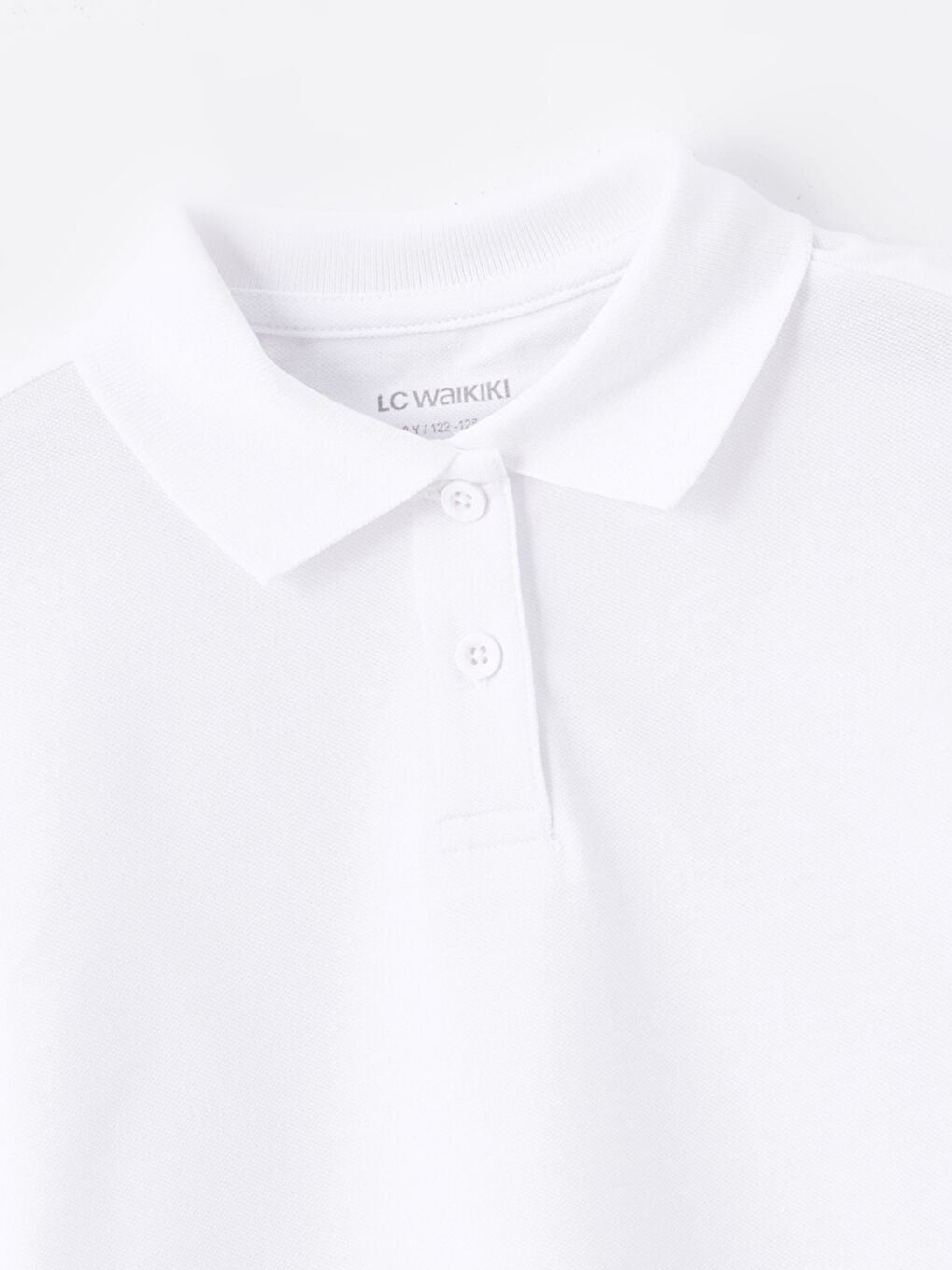 Beyaz Polo Yaka Basic Kız Çocuk Tişört 2'li-4