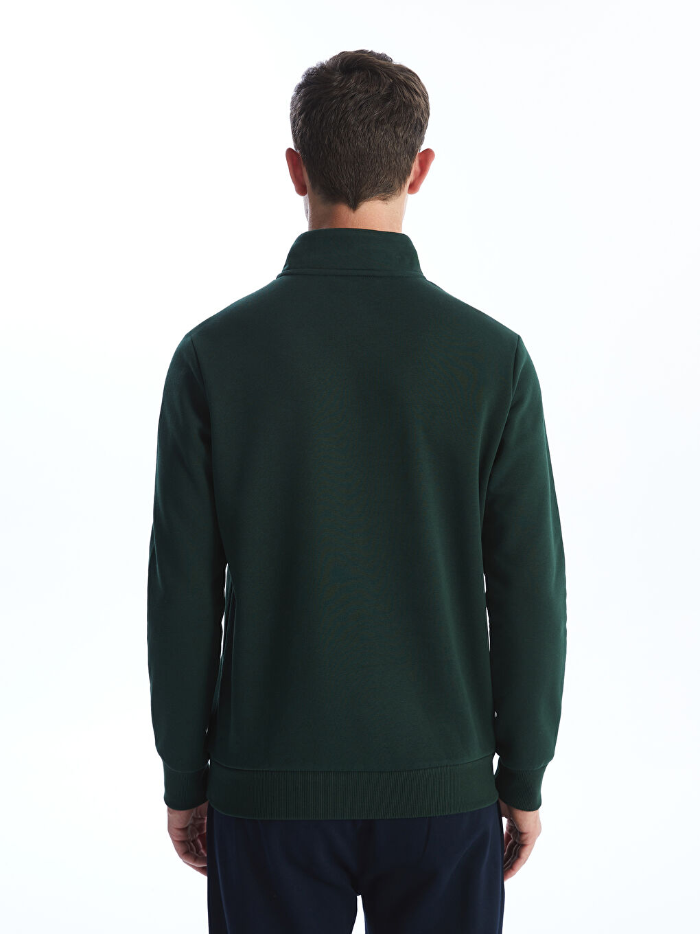 سویتشێرتی ئه‌ستووری قۆڵ درێژی سادە بۆ پیاوان بە یه‌خه‌ی مل بەرز-3