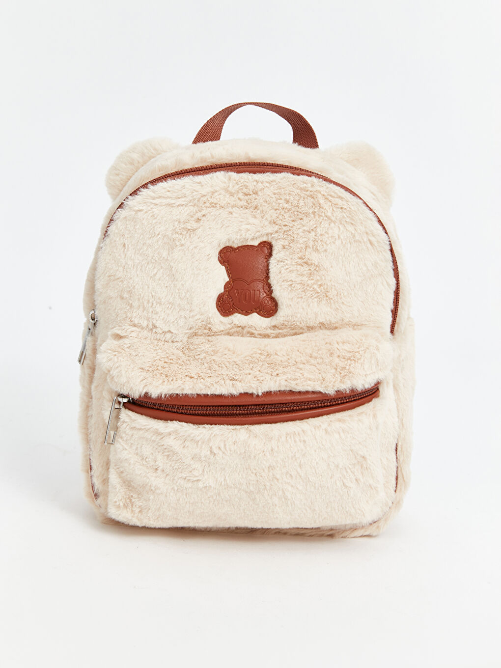 Ekru Pelüş Kız Çocuk Sırt Çantası