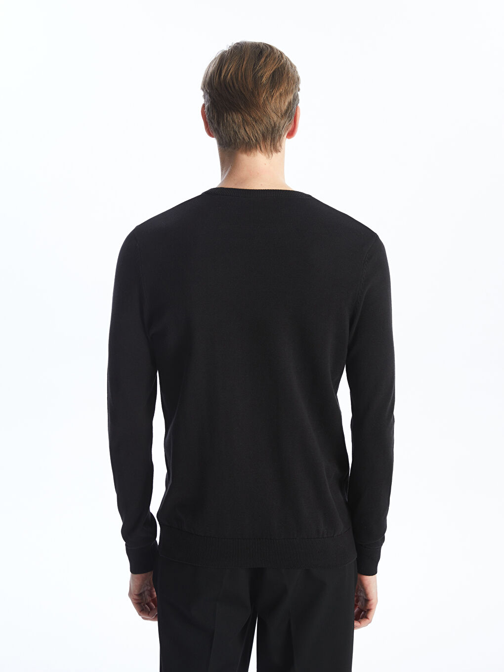 LCWAIKIKI بنەڕەتی بلوزی قۆڵ درێژ یه‌خه‌ خڕ بۆ پیاوان تریکۆ -S30734Z8-CVL