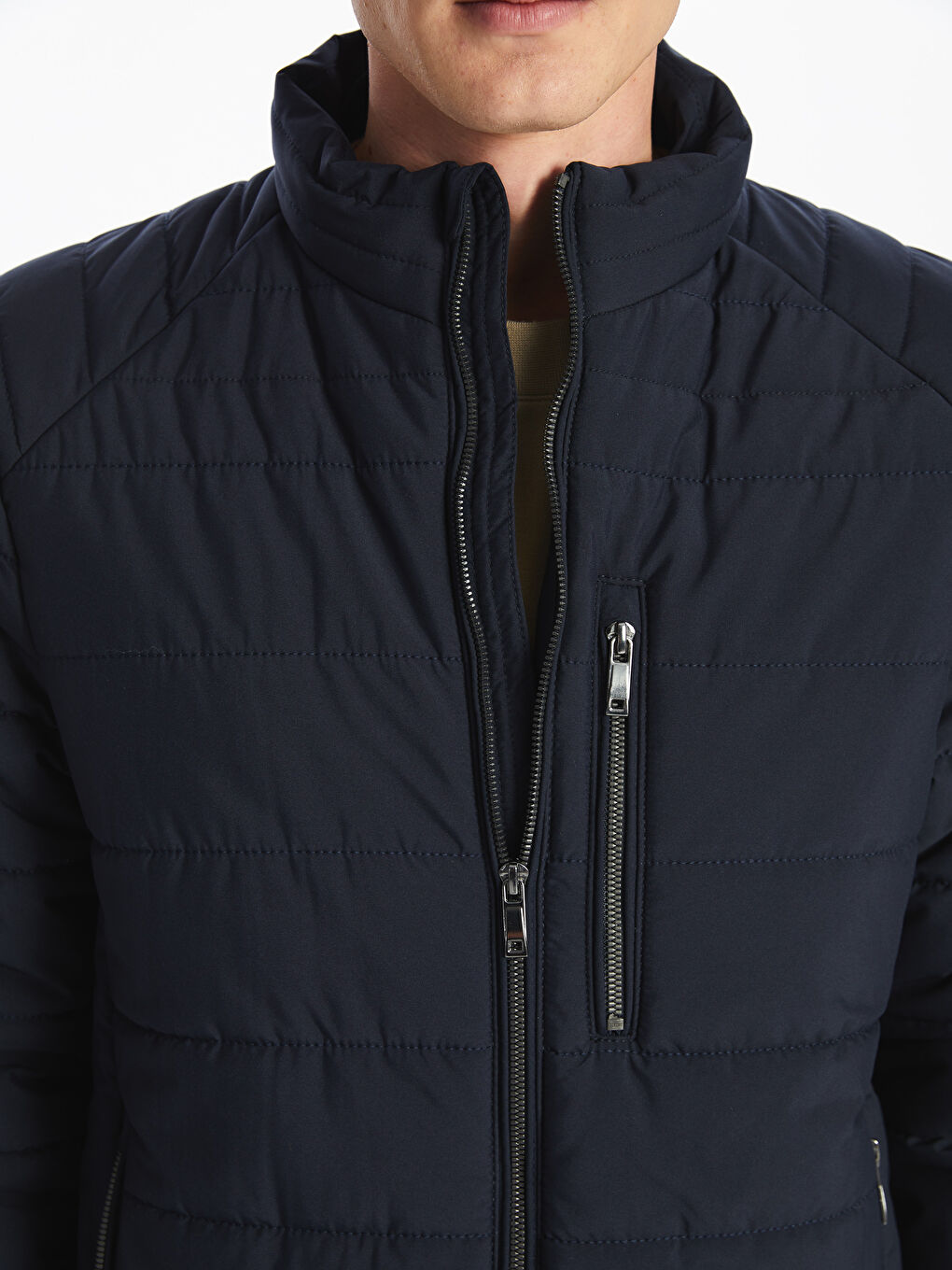 Standard Fit Funnel Neck Men's Puffer Coat -S30866Z8-RFD