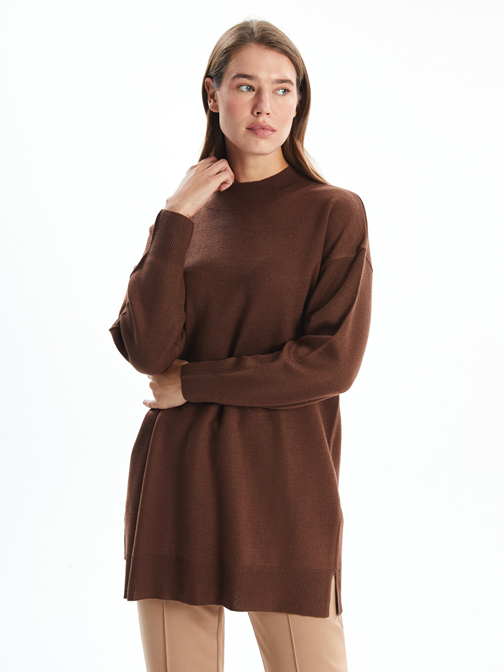 Half Turtleneck Oversize Women's Knitwear Tunic