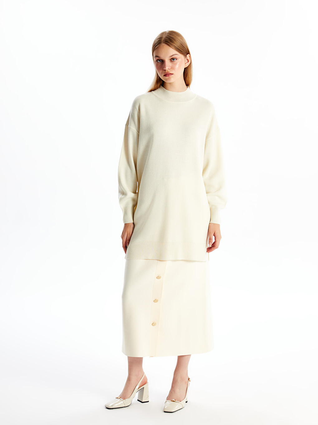 Half Turtleneck Oversize Women's Knitwear Tunic-1