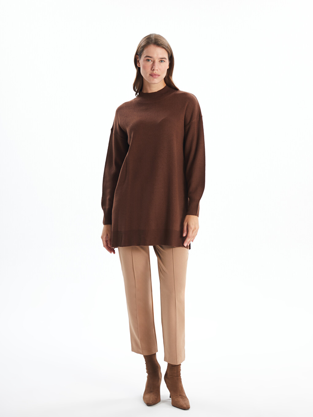 Half Turtleneck Oversize Women's Knitwear Tunic-1