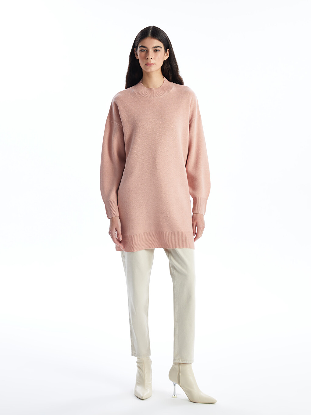 Half Turtleneck Oversize Women's Knitwear Tunic-2