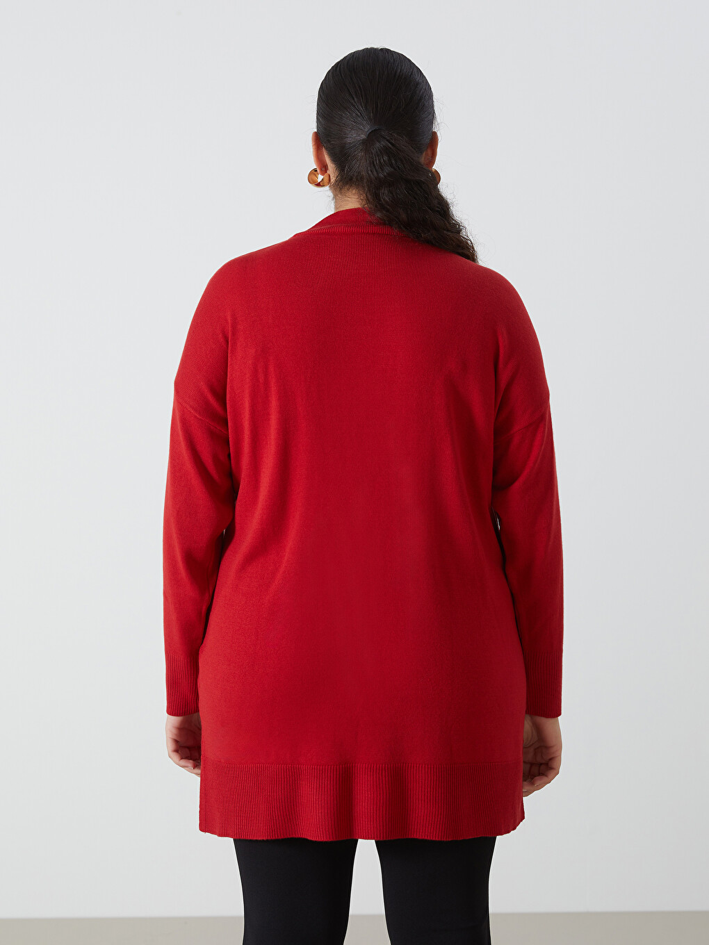 Half Turtleneck Plain Long Sleeve Women's Knitwear Tunic-7