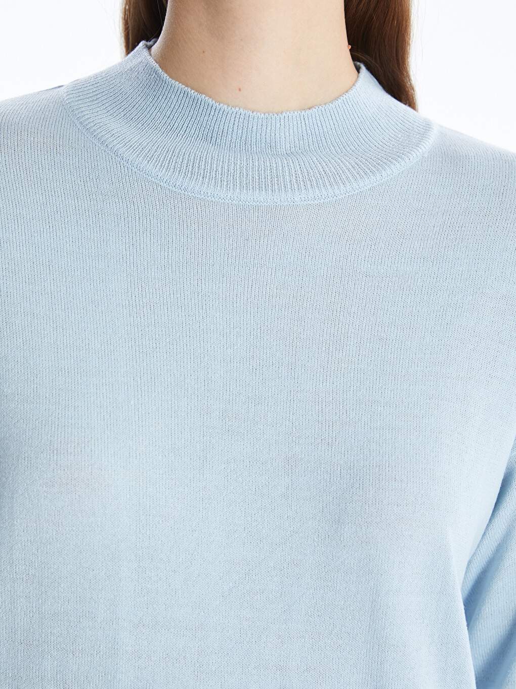 Half Turtleneck Plain Long Sleeve Women's Knitwear Tunic-2