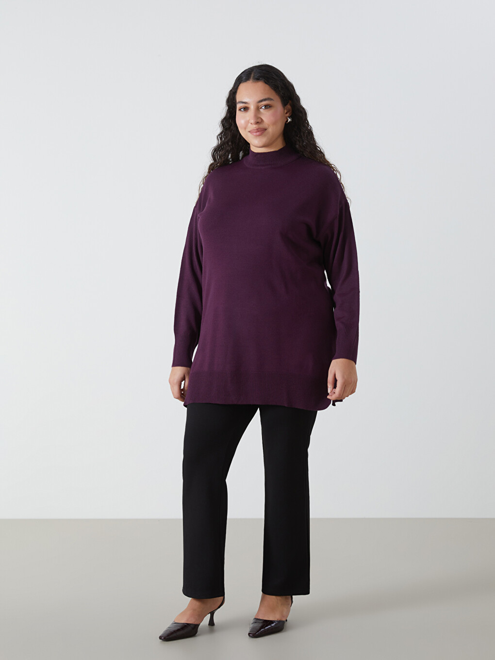 LCW Modest Half Turtleneck Plain Long Sleeve Women's Knitwear