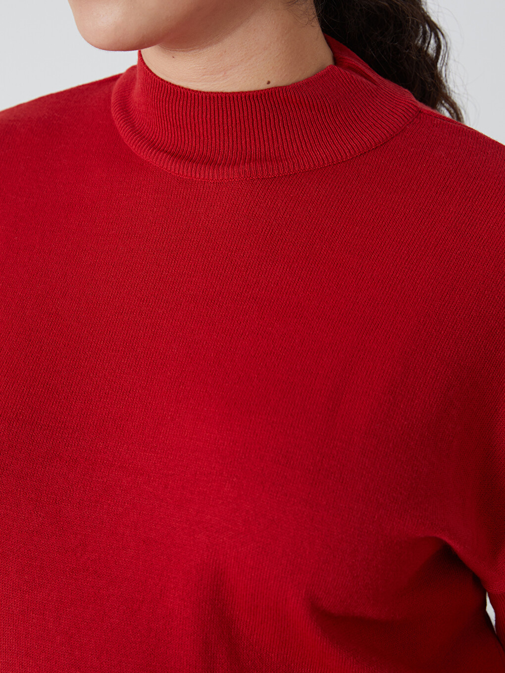 Half Turtleneck Plain Long Sleeve Women's Knitwear Tunic-5