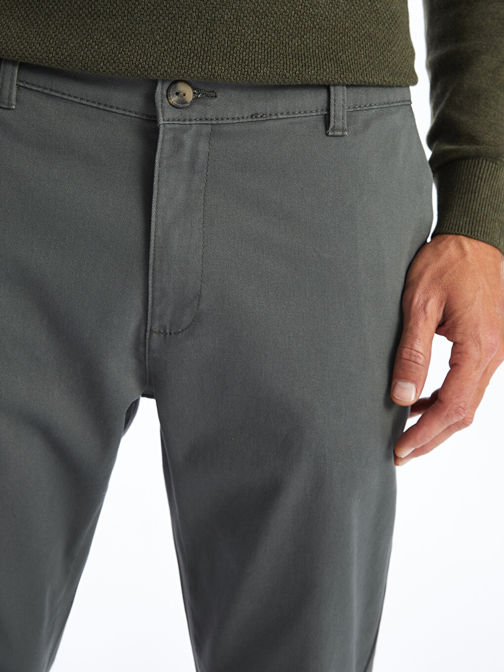 Yeşil Standart Kalıp Erkek Chino Pantolon-1