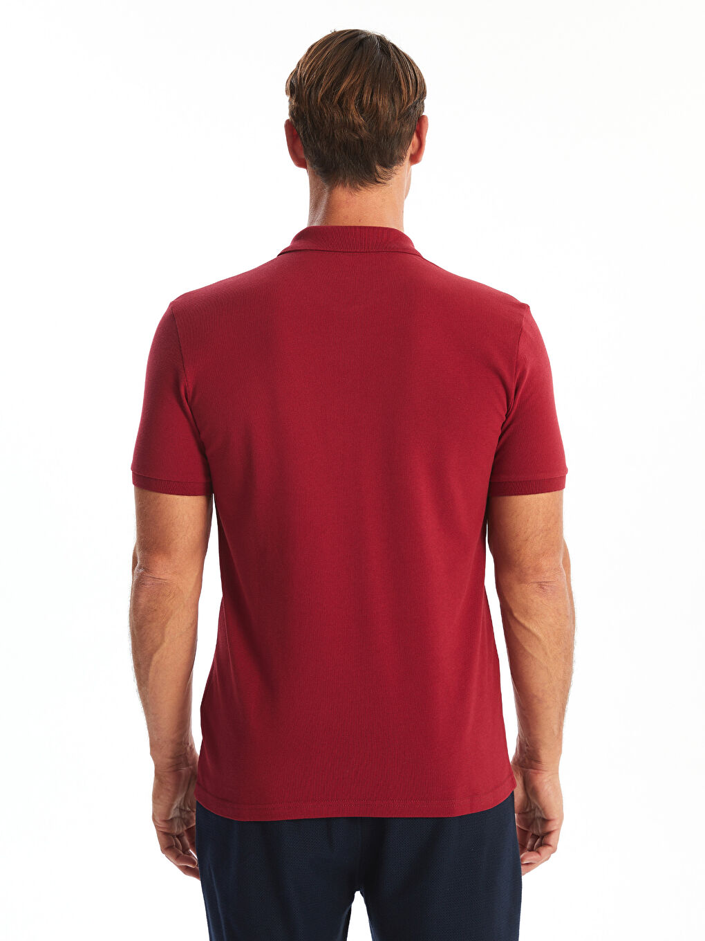 Bordo Polo Yaka Kısa Kollu Pike Erkek Tişört-7
