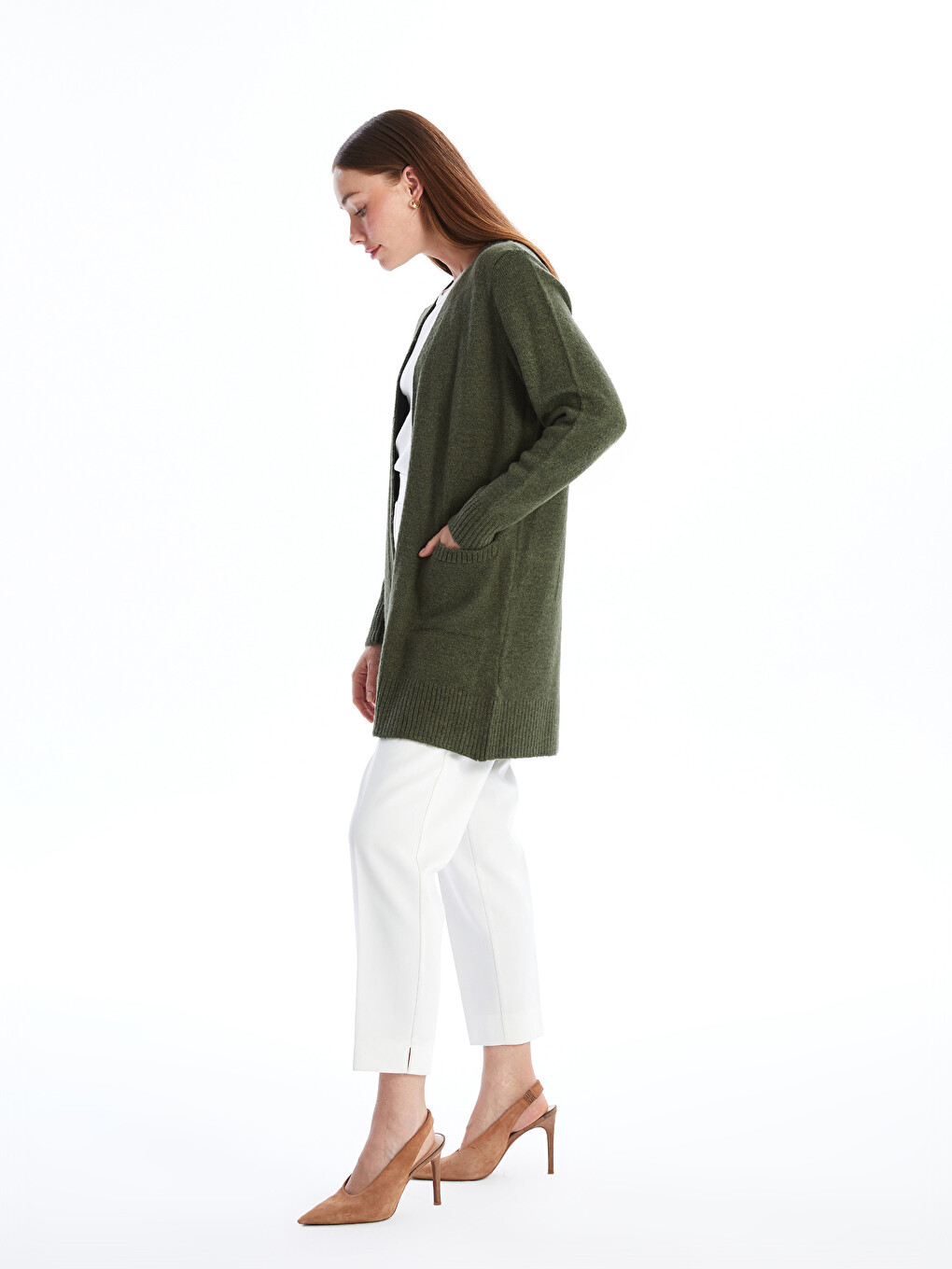 Shawl Collar Plain Long Sleeve Women's Knitwear Cardigan-1