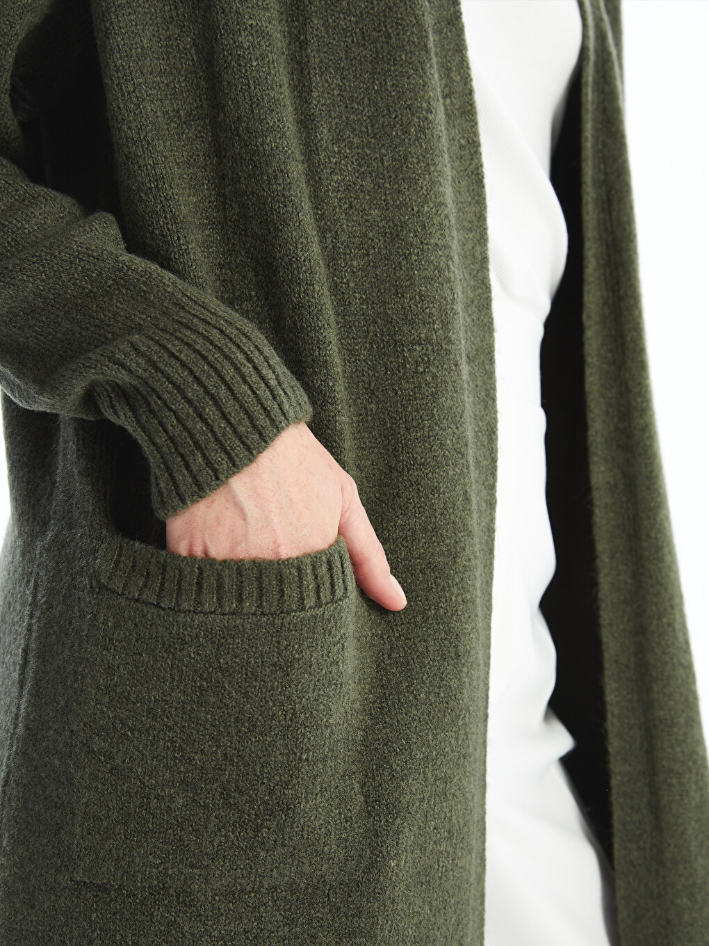Shawl Collar Plain Long Sleeve Women's Knitwear Cardigan-2