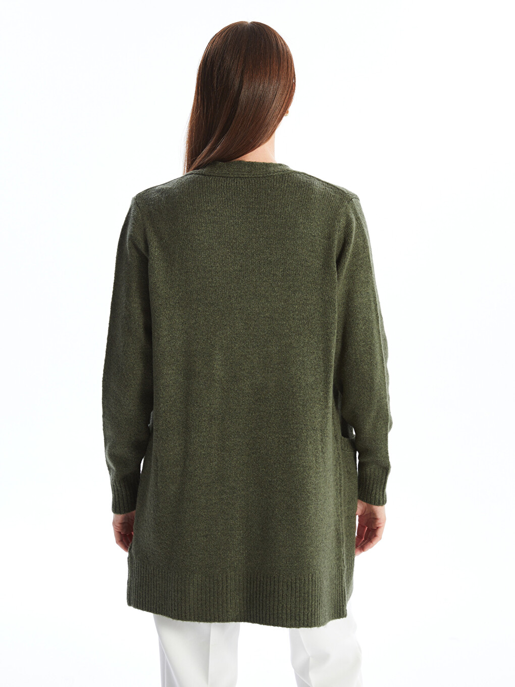 Shawl Collar Plain Long Sleeve Women's Knitwear Cardigan-3