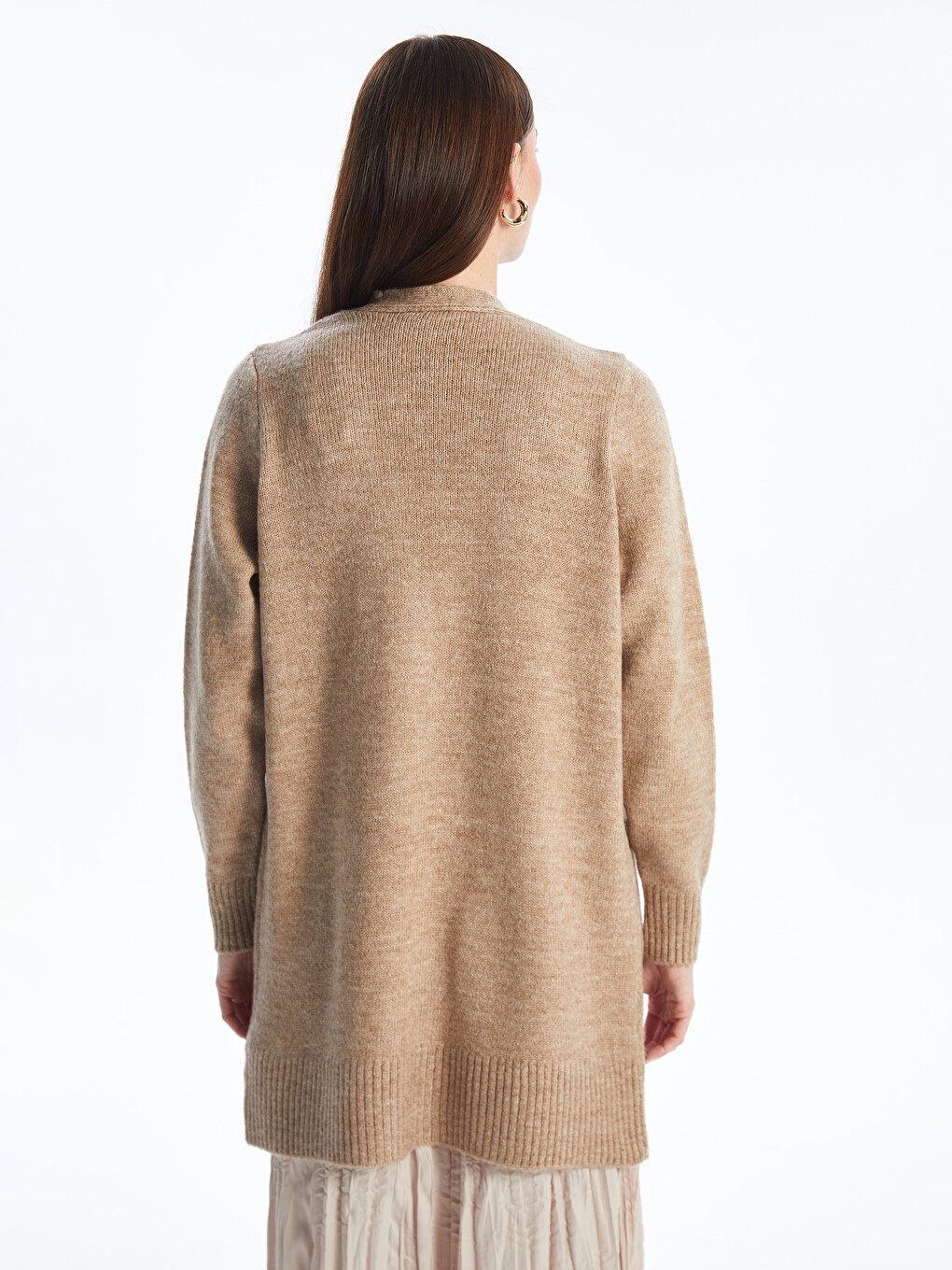 Shawl Collar Plain Long Sleeve Women's Knitwear Cardigan-4