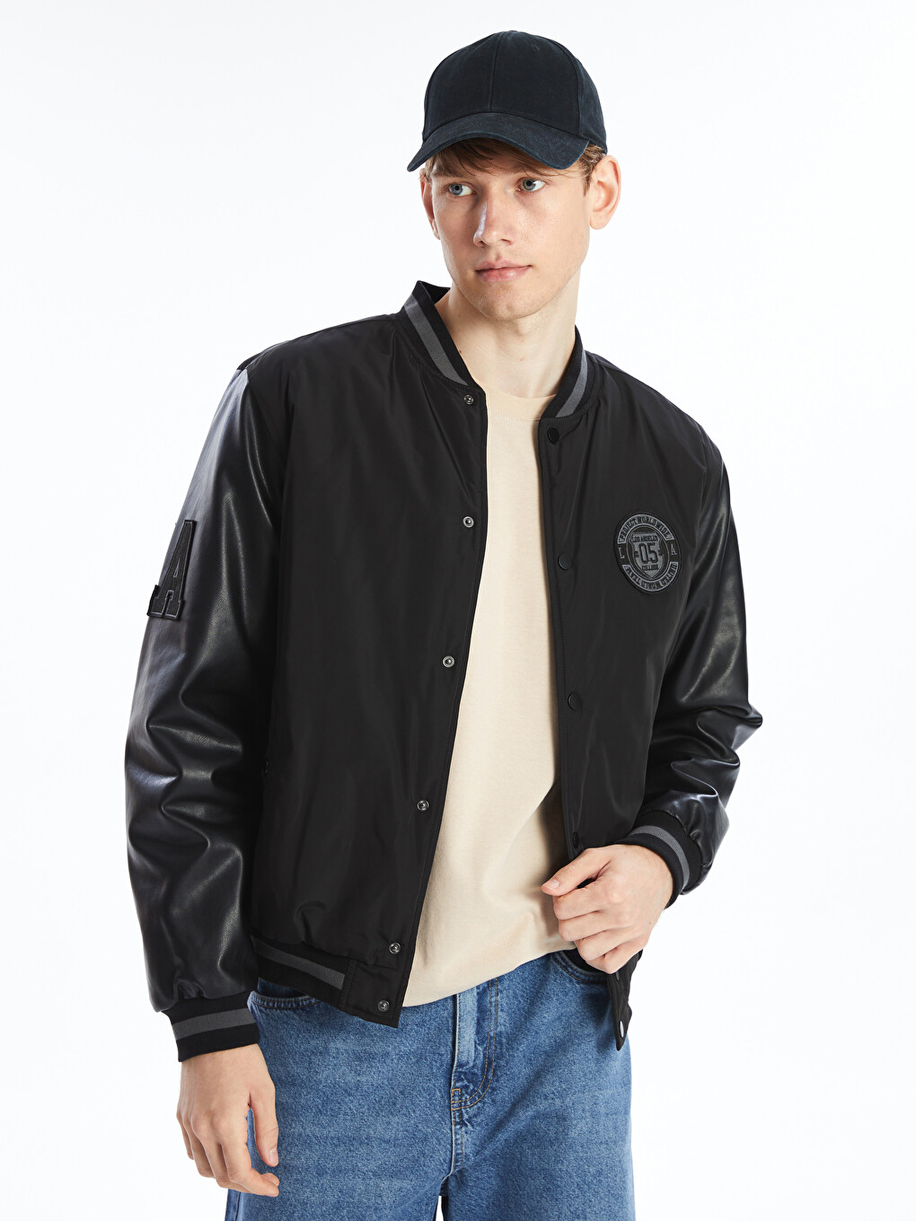 Manteau Pour Hommes À Col Université Coupe Régulière