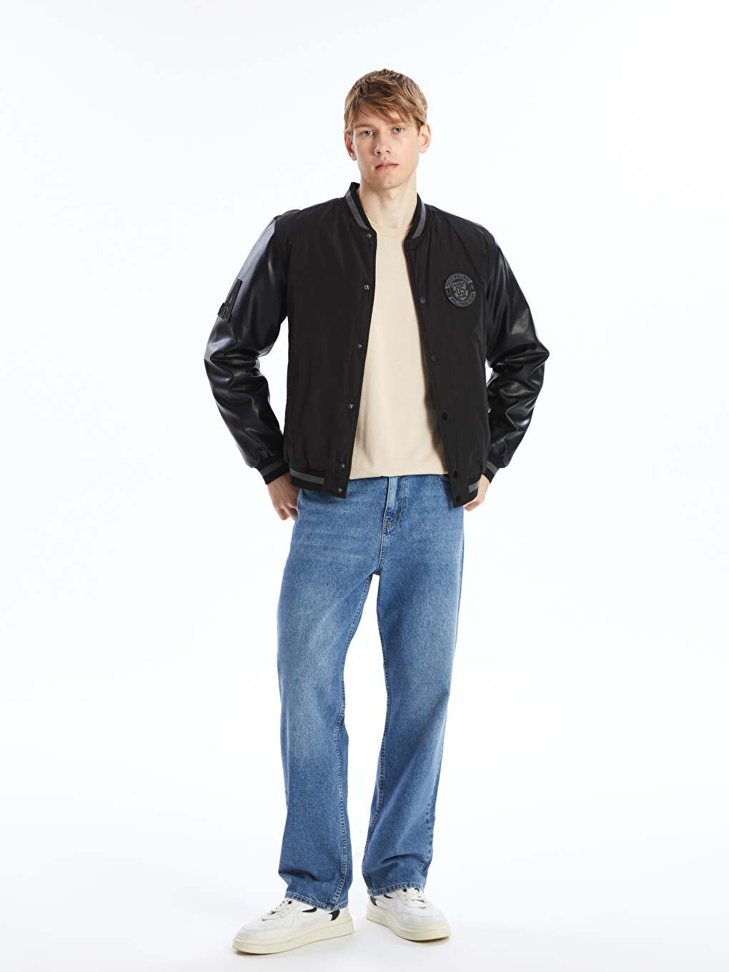 Manteau Pour Hommes À Col Université Coupe Régulière-1