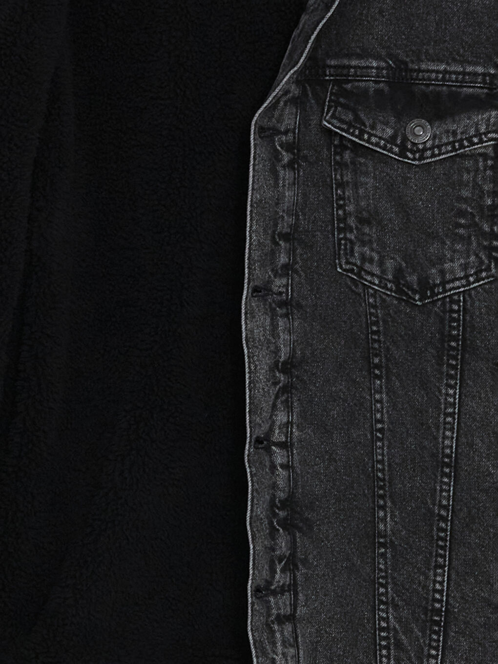 Siyah Rahat Kalıp Gömlek Yaka Erkek Jean Mont-6