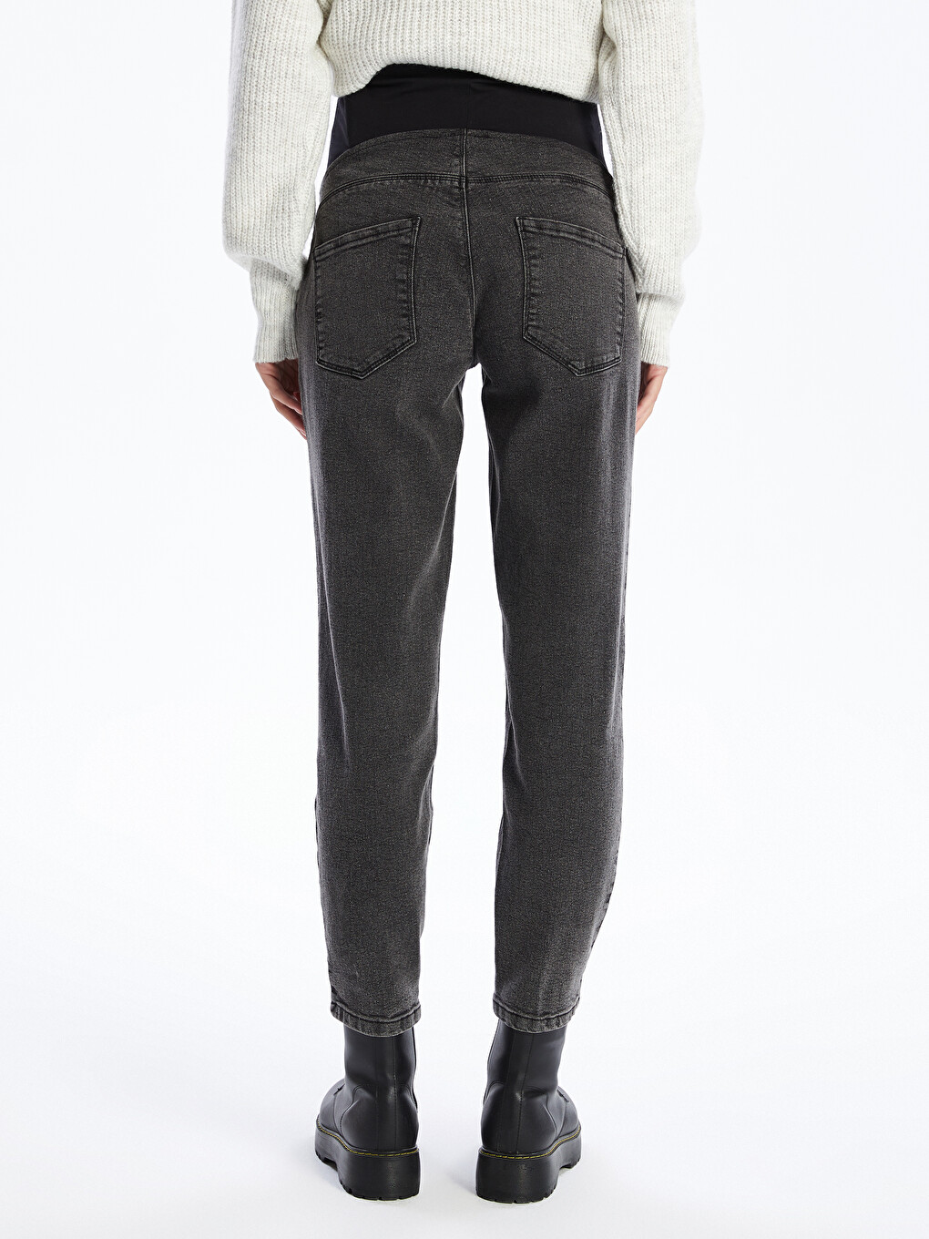 Siyah Karın Panelli Slim Mom Hamile Jean Pantolon-3
