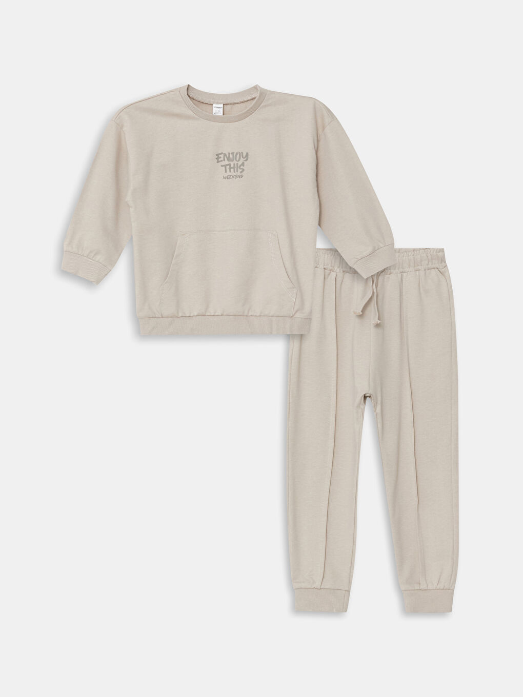 Gri Bisiklet Yaka Uzun Kollu Baskılı Erkek Bebek Sweatshirt ve Eşofman Alt 2'li Takım-7